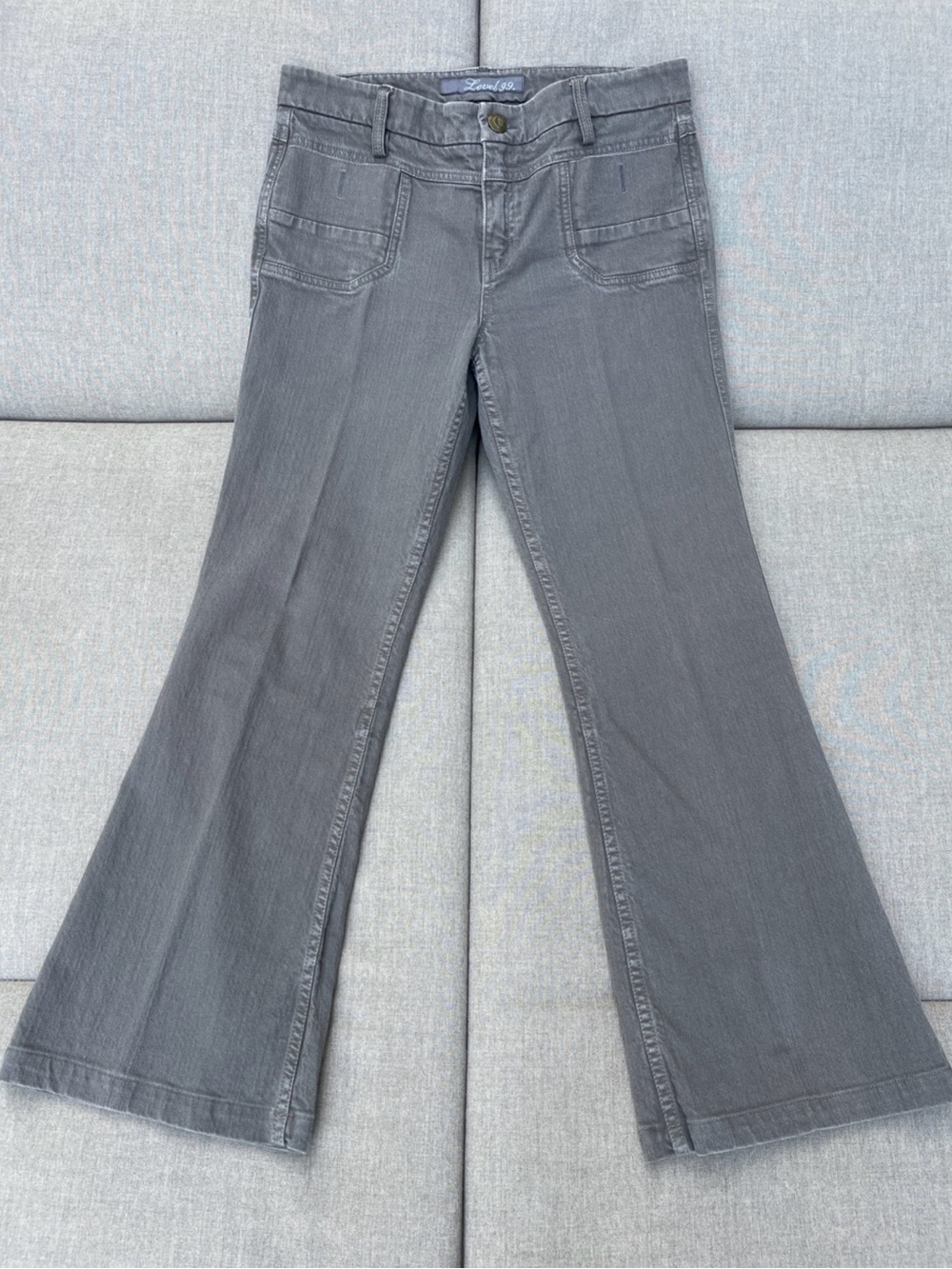 ANTHROPOLOGIE Level 99 Olive Grey Flared Wide-Leg Trouser Jean